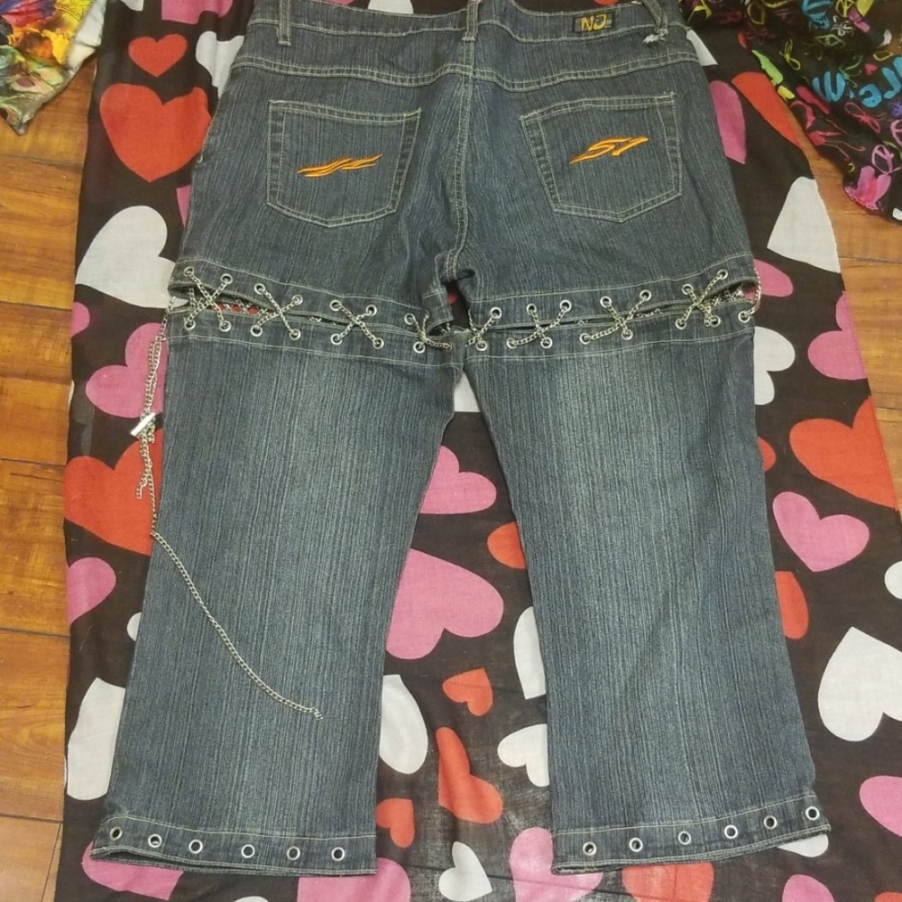 Black jeans capri or shorts with chains - Picture 6 of 8